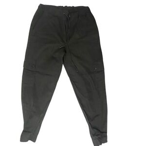 Saks Fifth Avenue Black Cargo Joggers M Drawstring Utility Pants Minimalist